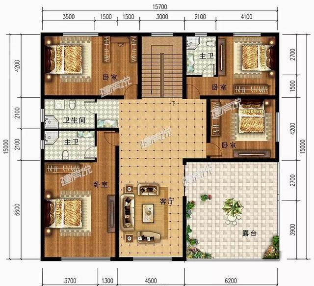 8米宽15米长房子户型图图片