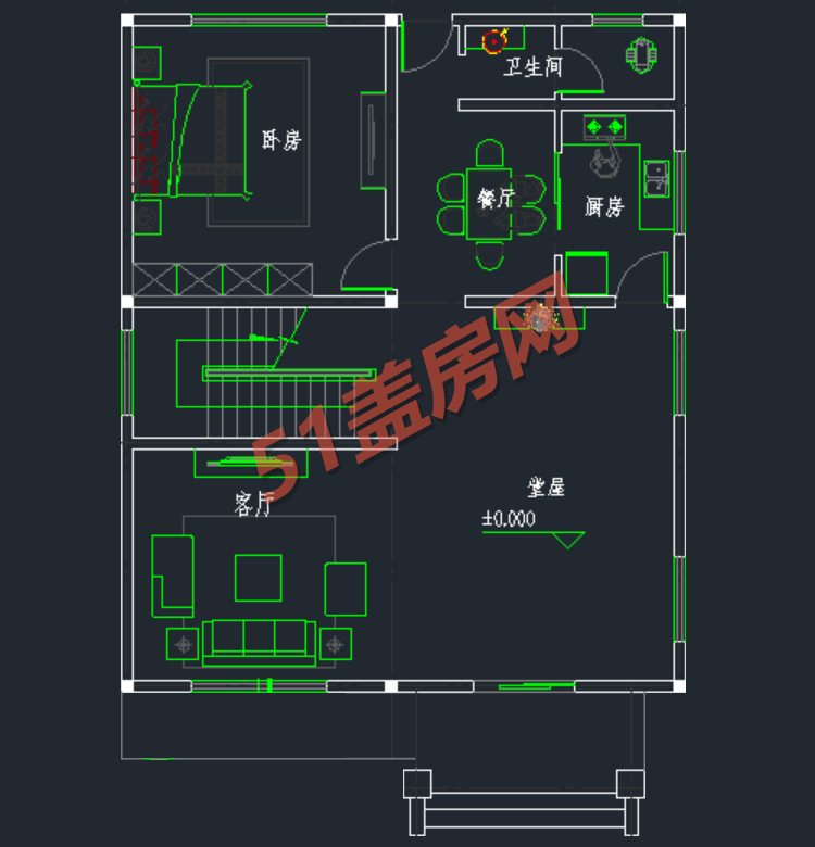8~9米左右的三层农村自建房户型图，户型现代时尚-图纸大全